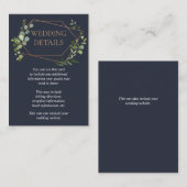 銅幾何学的ユーカリ結婚ブルー詳細 エンクロージャーカード (正面/裏面)