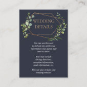 銅幾何学的ユーカリ結婚ブルー詳細 エンクロージャーカード (正面)