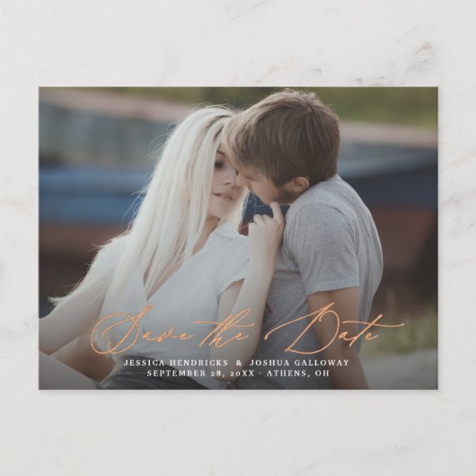 銅書道オーバーレイ写真の保存日付 ポストカード (正面)