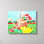 銅水切り缶とチューリップのキャンバスプリント キャンバスプリント (正面)