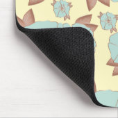 銅淡い色のティール（緑がかった色）フローラオンパステルイエロー マウスパッド (コーナー)