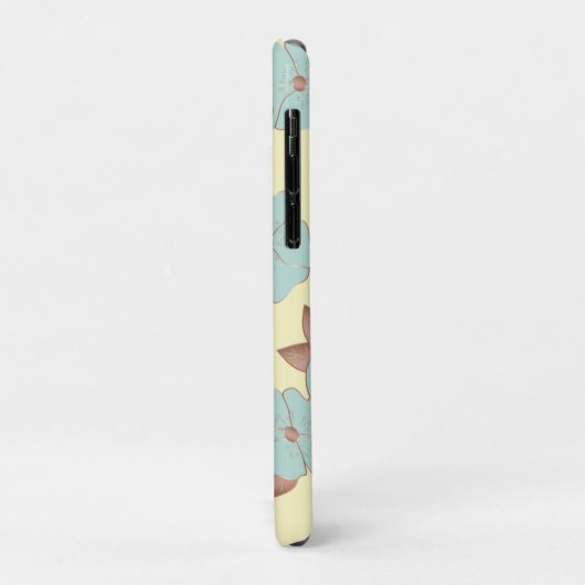 銅淡い色のティール(緑がかった色)フローラオンパステルイエロー Case-Mate iPhoneケース (裏面/左)