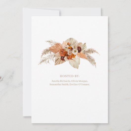 銅焼けオレンジ色ベージュのブルゴーニュのライズとシャイン 招待状 (裏面)