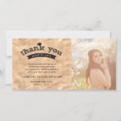 銅目盛りタイポグラフィキャップ写真のスケッチ サンキューカード (正面)