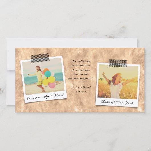 銅目盛りタイポグラフィキャップ写真のスケッチ サンキューカード (裏面)