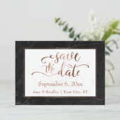 銅筆記体と黒大理石の結婚式Save the Date セーブザデート (スタンド正面)