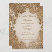 銅箔エレガントリーフブライダルシャワー招待状 招待状 (正面/裏面)