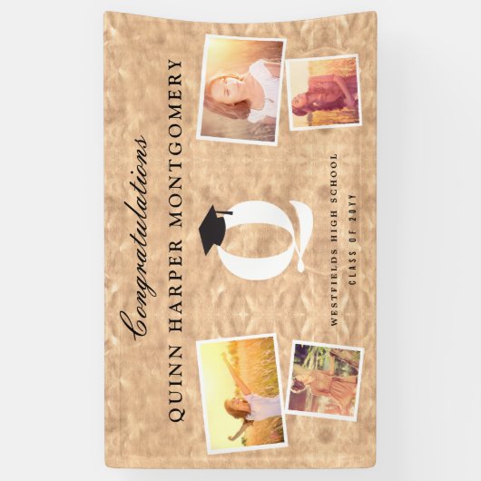 銅箔モノグラム4フォトシック卒業パーティー 横断幕 (縦)