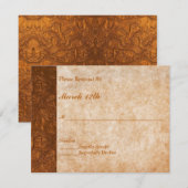 銅箔風デザインの結婚式出欠確認カード 招待状 (正面/裏面)