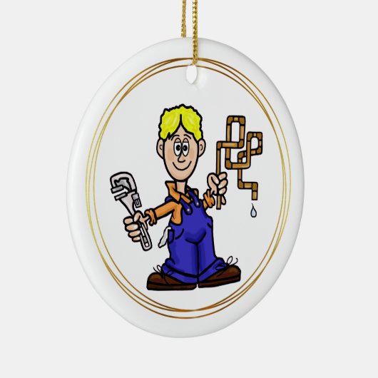 銅管付きブロンド男性プルマーオーナメント セラミックオーナメント (右)