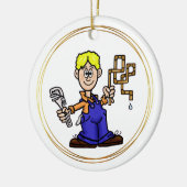 銅管付きブロンド男性プルマーオーナメント セラミックオーナメント (左)