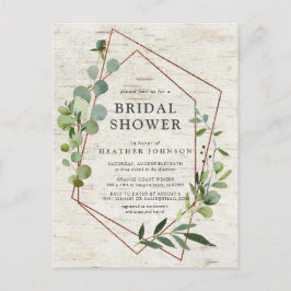 銅素朴幾何ユーカリブライダルシャワー 案内ポストカード