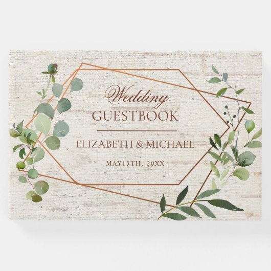 銅素朴幾何ユーカリ樺の木結婚ズ ゲストブック (正面)