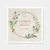 銅素朴幾何ユーカリ樺の木結婚ズ スタンダードカクテルナプキン (正面)