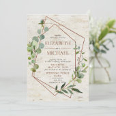 銅素朴幾何緑色エレガントな結婚式 招待状 (スタンド正面)