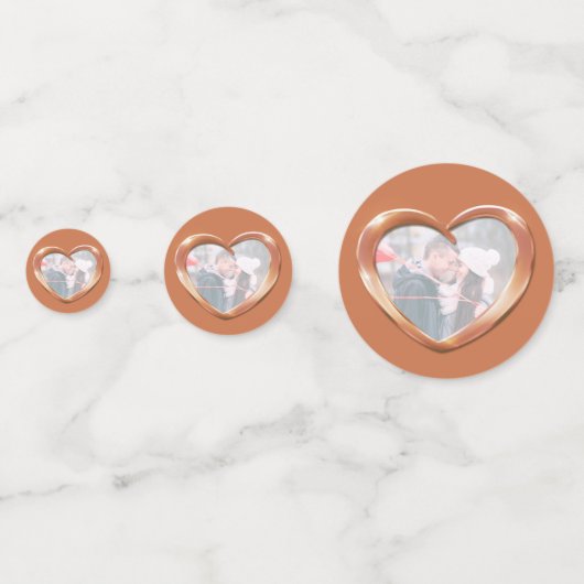 銅結婚の7周年記念ハートと写真 コンフェッティ (正面)