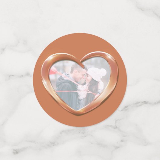 銅結婚の7周年記念ハートと写真 コンフェッティ (スモール正面)