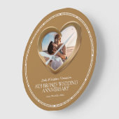 銅結婚第8回記念写真ハート ラージ壁時計 (傾斜)