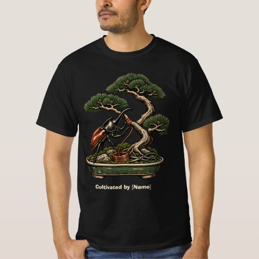 銅線を使った盆栽工房のカブトムシ Tシャツ (正面)