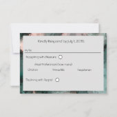 銅線フローラオンブラックおよびティール(緑がかった色)RSVP 出欠カード (裏面)