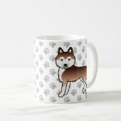 銅色のシベリアンハスキー漫画犬と足 コーヒーマグカップ (正面右)