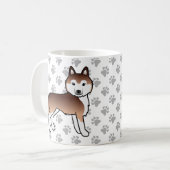 銅色のシベリアンハスキー漫画犬と足 コーヒーマグカップ (正面左)