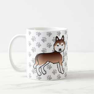銅色のシベリアンハスキー漫画犬と足 コーヒーマグカップ