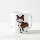 銅色のシベリアンハスキー漫画犬 コーヒーマグカップ (正面右)