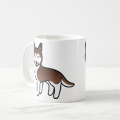 銅色のシベリアンハスキー漫画犬 コーヒーマグカップ (正面左)