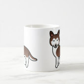 銅色のシベリアンハスキー漫画犬 コーヒーマグカップ (中央)