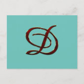 銅色のスクリプトのDモノグラム ポストカード (正面)
