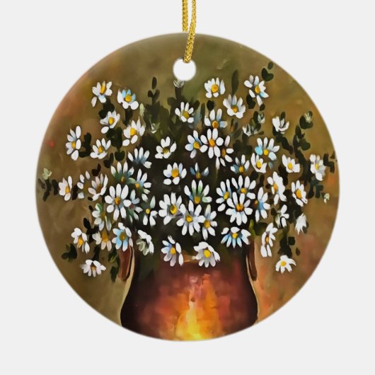 銅色のデイジー セラミックオーナメント (正面)