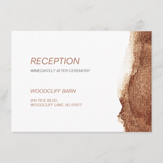 銅色のモダンでシンプルな結婚式の披露宴 エンクロージャーカード (正面)