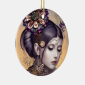 銅色の花を持つスチームパンクプリンセス セラミックオーナメント (右)