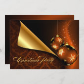 銅色の黒い金ゴールド飾エレガントりのクリスマス 招待状 (正面/裏面)
