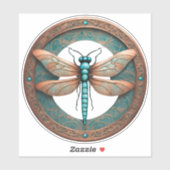 銅色トンボのターコイズ背景 シール (シート)