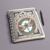 銅色トンボのターコイズ背景 シール