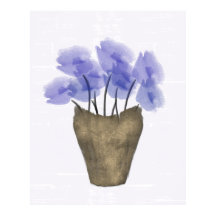 銅花瓶の水色ブルーアネモン