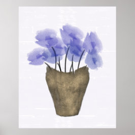 銅花瓶の水色ブルーアネモン ポスター