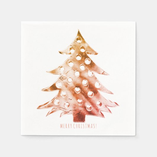 銅茶色のクリスマスツリ素朴ー スタンダードカクテルナプキン (正面)