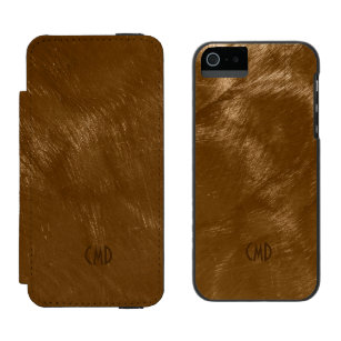 銅茶色の金属デザインブラシ仕上げ鋼の外観 iPhone SE/5/5sウォレットケース