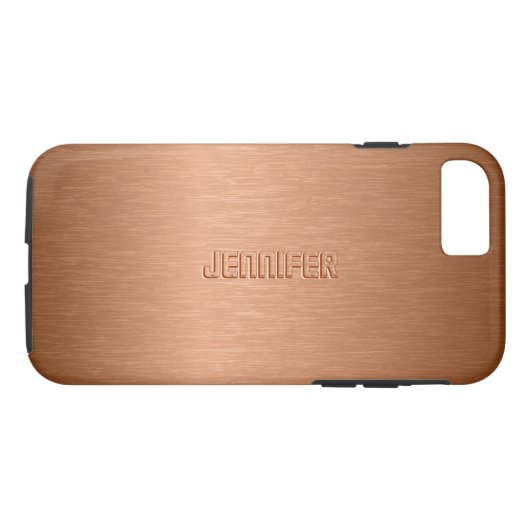 銅茶色の金属ブラシ仕上げアルミニウムの外観 Case-Mate iPhoneケース (裏面(横))