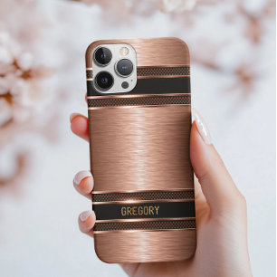 銅茶色トーン金属テクスチャモノグラム Case-Mate iPhone 14 PROケース