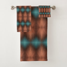 銅茶色バスタオルセット付きターコイズ バスタオルセット