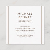 銅茶色モノグラムの金属箔コンサルタント スクエア名刺 (裏面)