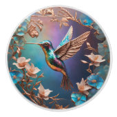 銅製ハミングバードでギラギラした青 セラミックノブ (正面)