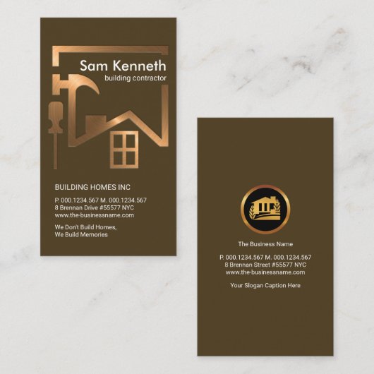 銅製フェイク建物屋根枠建築 名刺 (正面/裏面)