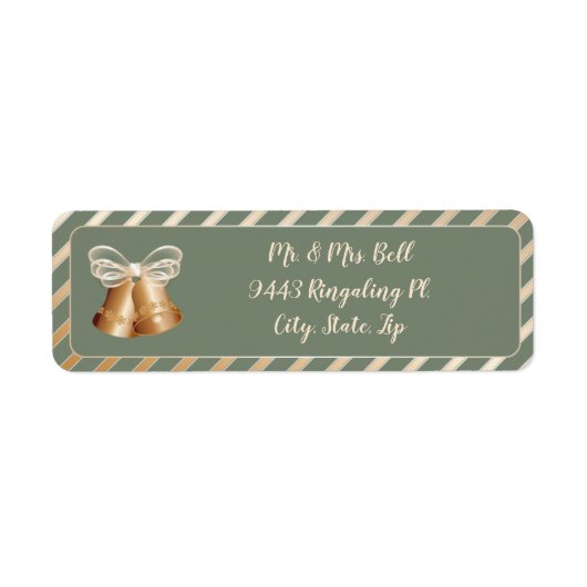 銅製ベルと対角線ストライプ材 ラベル (正面)