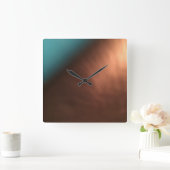 銅褐色およびターコイズ壁時計 スクエア壁時計 (ホーム)
