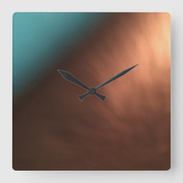 銅褐色およびターコイズ壁時計 スクエア壁時計